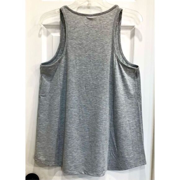 BARE NECESSITIES - NWT - L Sz L - Rouched Neck Jersey Tank Top in Heather Grey - Picture 6 of 7